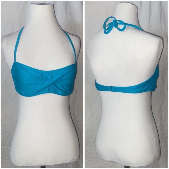Retro, Turquoise, Pin-Up Style, Balconette, Twist Front, Bikini Top - Picture 12 of 14